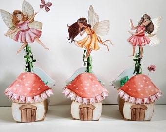 Fairy Birthday Centerpieces Set of 6 Fairy first birthday party decorations fairy party supplies set of 6 Custom Centerpieces