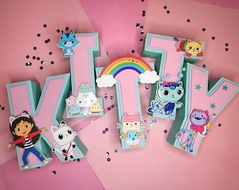 Gabby&#39;s Dollhouse Theme birthday banner personalized birthday party decorations 3D Letter Name Set (birthday decor) custom party supplies