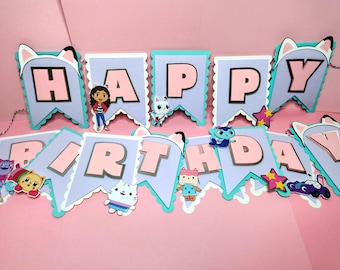 Gabby&#39;s Dollhouse Theme Birthday Party Banner Gabby&#39;s Dollhouse party decor customized party supplies