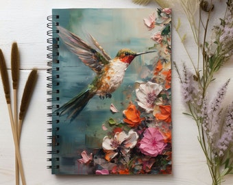 Hummingbird Journal, Notebook Journal, Bird Lover Gift, Animal Notebook,  Bird Gift Ideas, Soft Bound Journal, Art Hummingbird Notebook