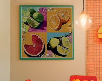 Retro Kitchen Print, Kitchen Art, Fruit Print, Cute Kitchen Decor, Foodie Art, Cooking Gift, Kitchen Poster, Retro Wall Art