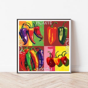 Retro Kitchen Printable Wall Art, Kitchen Art, Chili Pepper Print, Kitchen Decor, Foodie Art, Kitchen Poster, Retro Wall Art, Chili Pepper image 3