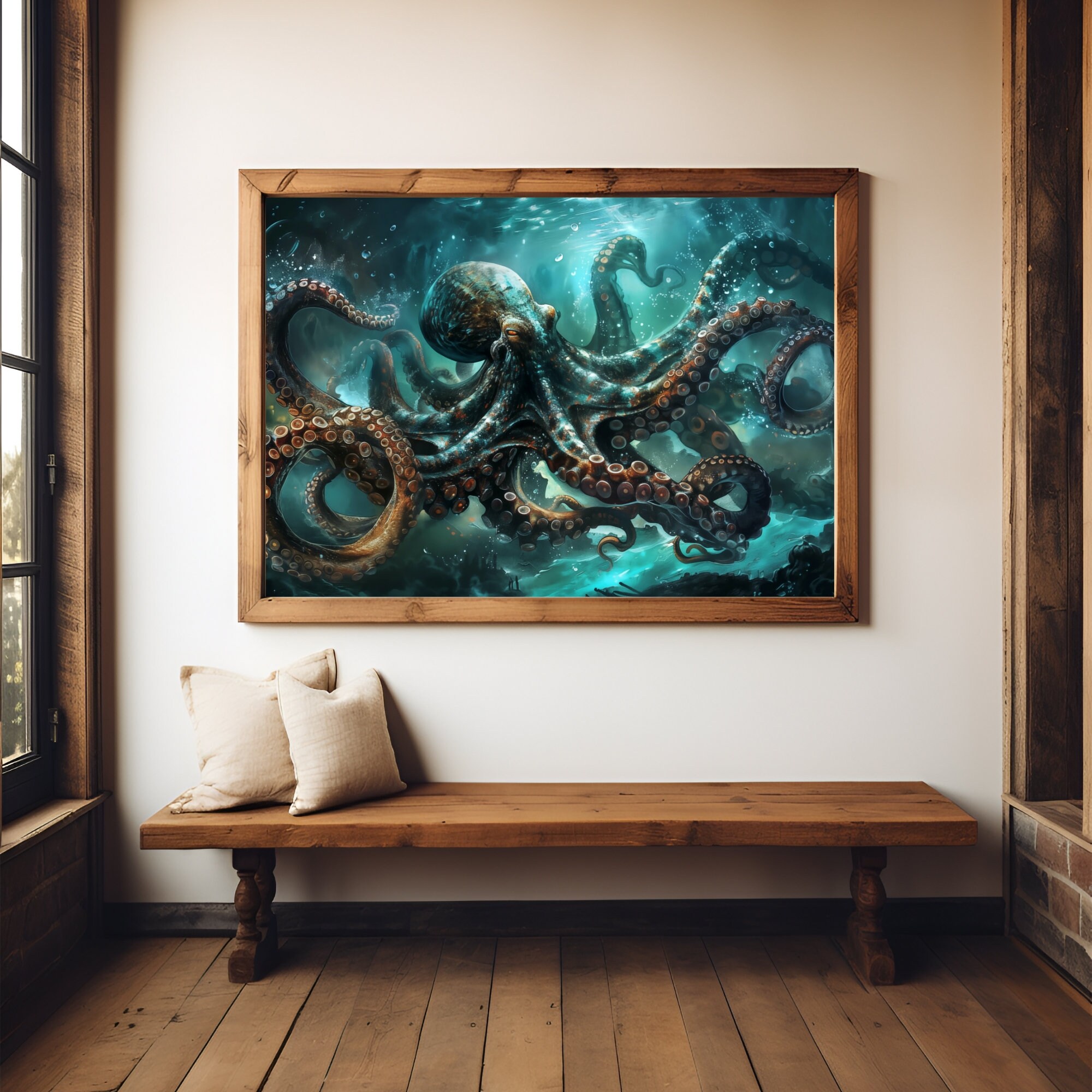 Octopus Wall Art Print, Sea Creatures Print, Octopus Poster, Wildlife ...