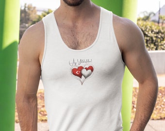 Euro 2024 Merch Cotton Tank Top Team Turkye Jersey Logo Soccer Men Clothing Regular Fit Heart Design Colorful Fan Gear Jersey