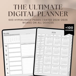 Comprehensive 2024-2026 Digital Planner: Weekly, Monthly & ADHD-Friendly for iPad, Android, Notability