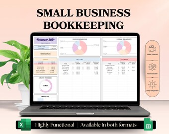 Hoja de cálculo completa de Excel para contabilidad de pequeñas empresas con seguimiento de gastos y calculadora de impuestos