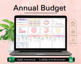 Seguimiento completo del presupuesto anual: Plantilla de Hojas de cálculo de Google y Excel con 22 pestañas para la planificación financiera