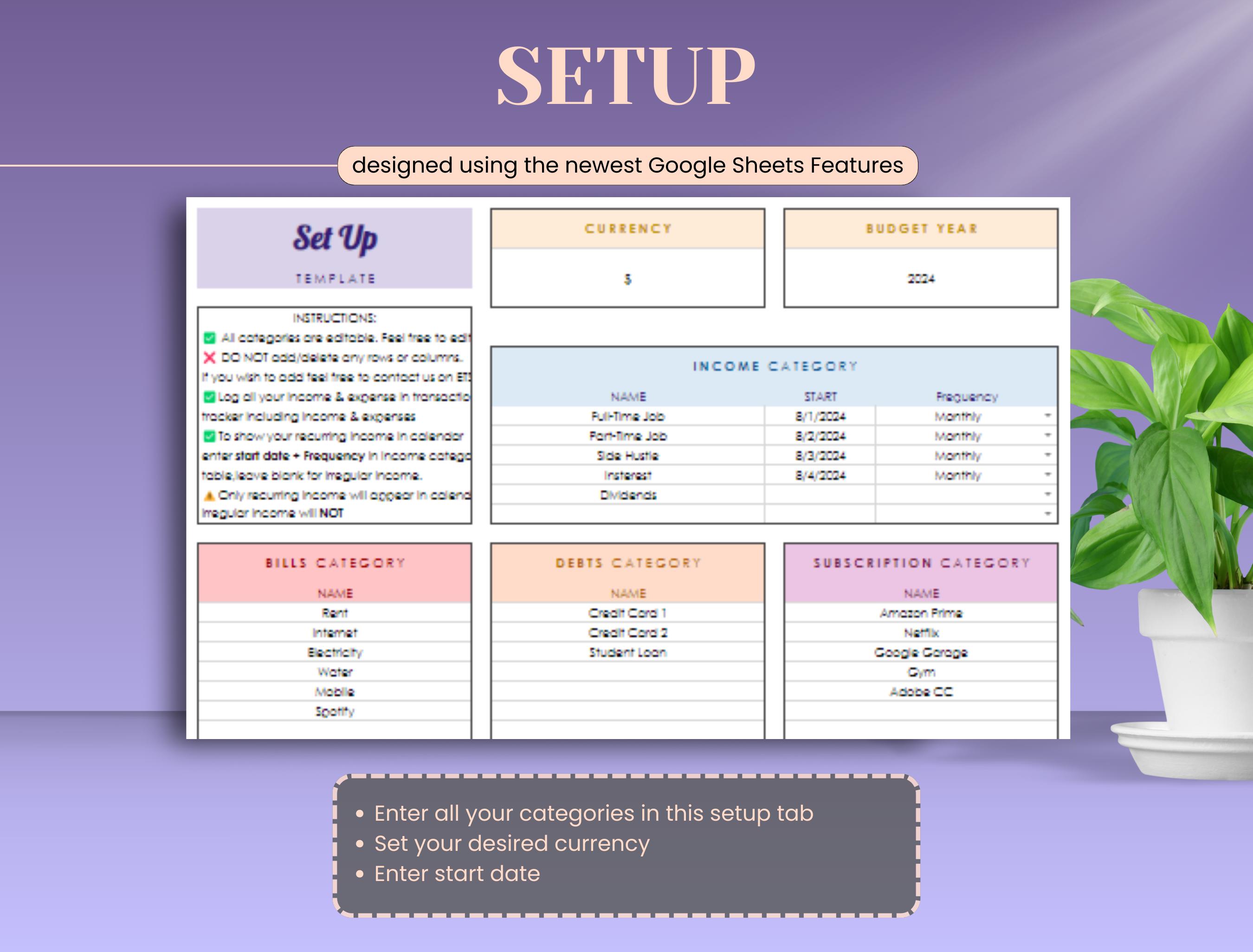 Comprehensive Annual Budget Tracker: Google Sheets & Excel Template ...