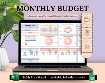 Hoja de cálculo de presupuesto mensual integral: Hojas de cálculo de Google, Excel, Bola de nieve de deuda, Rastreador de ahorros, Planificador financiero