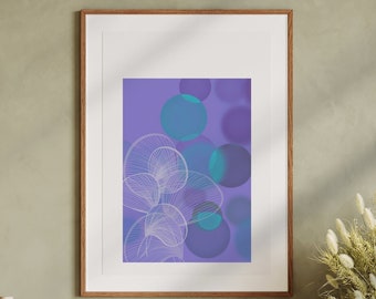 Gingko Gold Purple Modern Abstract Wall Art Poster