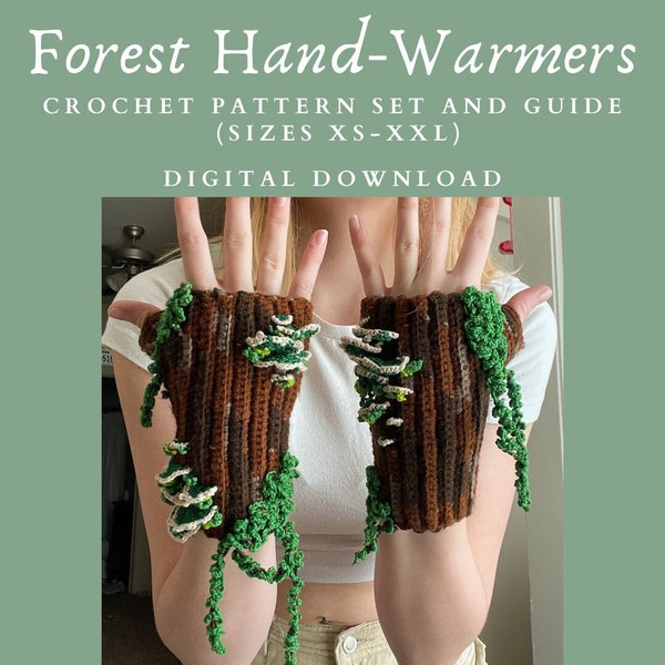 Forest Hand-Warmers Crochet Pattern Set and Guide (XS-XXL)  *Digital Download*