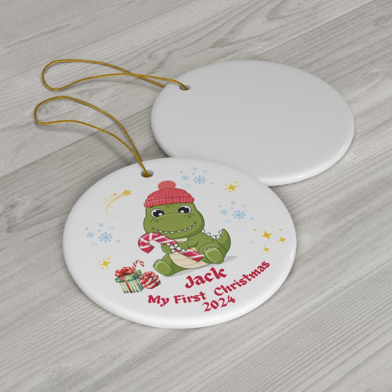 Personalized Dinosaur Baby's First Christmas Ornament, Christmas Gift