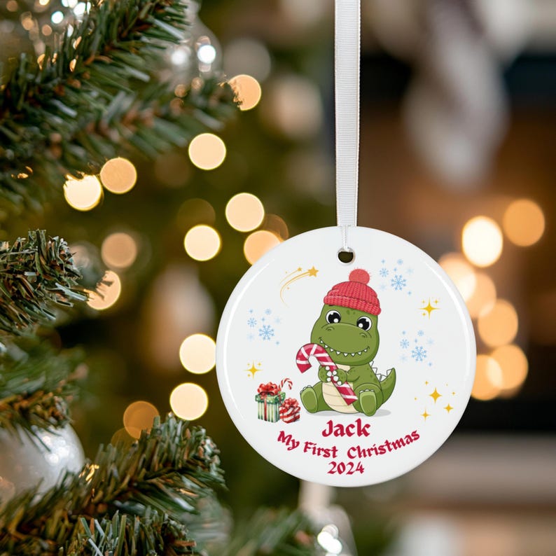 Personalized Dinosaur Baby's First Christmas Ornament, Christmas Gift