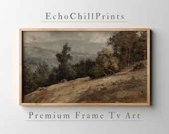 Moody Spring Frame TV Art, Vintage Country Landscape Oil Painting, Dark Rustic Farmhouse Decor, Antique Summer Scenery Tv Art, DIGITAL TV