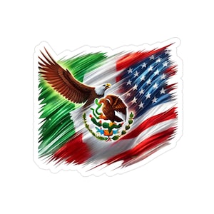 Mexican American Flag Sticker, Transparent Outdoor Sticker, Mexico, USA, American, Mexican, Decal, Culture, Heritage