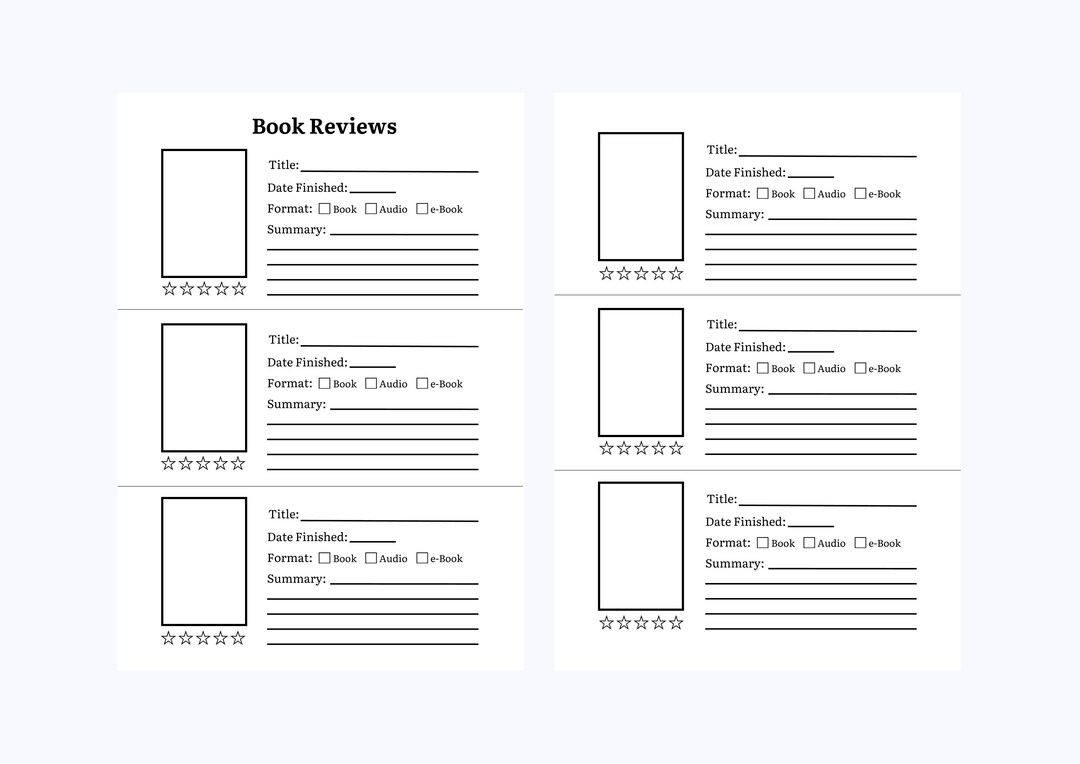 Printable Planner Template - Book Review - A5 - ADHD Friendly - Etsy