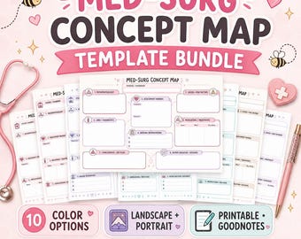 Med-Surg Concept Map Templates | Nursing Student Study Guide (Digital Download)