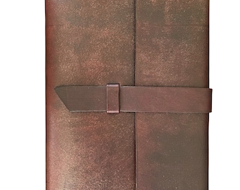 FICARRE Refillable Italian Leather Journal Notebooks with Flap – Blank paper– A5 Leather Cover - Vintage Brown Diary for Writing and Drawing