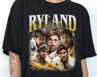 Project Hail Mary Oversized Graphic Tee, Y2K Glam Portrait Ryan Gosling, Ryland Grace, Rocky, Astrophage, Planet Erid