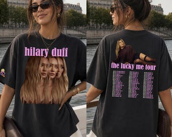 Hilary Duff Lucky Me Tour 2026 Tee, Cartoon Lizzie McGuire, Y2K Nostalgia