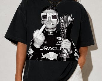 Max Verstappen Las Vegas Grand Prix Tee, F1 Racing Shirt, Oversized Print Comfort Colors Black & White