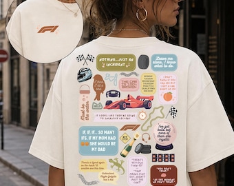 Formula 1 Is For The Girls Retro Quotes Scrapbook Tee, Vintage Style Comfort Colors Raceday Tee