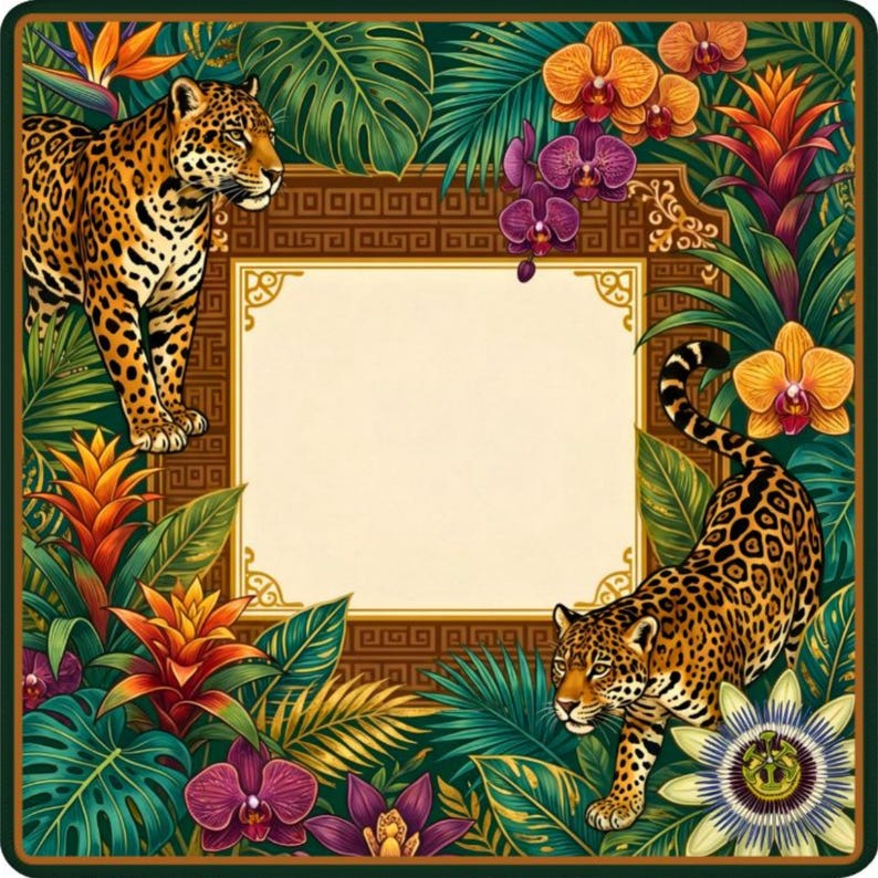 Tropical Leopard Mahjong Mat - Luxury Jungle Jaguar Noise Reducing Table Cover, Exotic Botanical Game Night Mah jongg Accessories image 6
