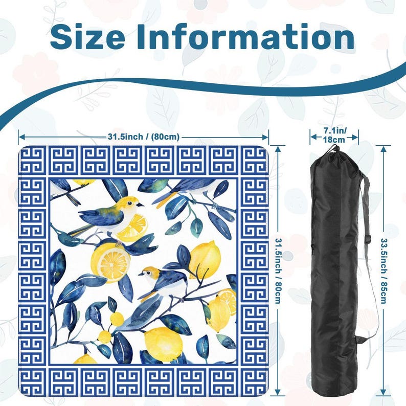 Blue Lemon Chinoiserie Mahjong Mat- Bird & Citrus Mah jongg Table Topper, Mahjong Night Gaming Accessories, Mahj Gift for Her, SHIPS ROLLED image 4
