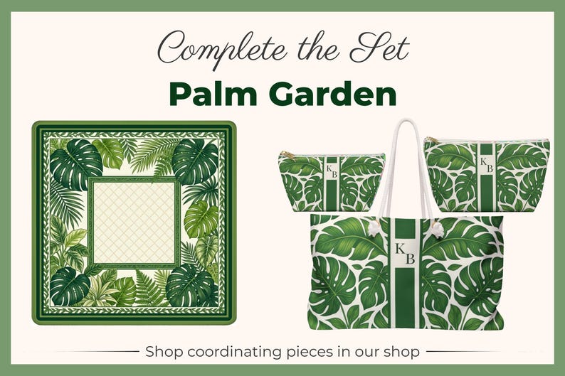 Tropical Palm Mahjong Tile Bag - Personalized Cosmetic Pouch, Monstera Leaf Makeup Bag, Custom Botanical Travel Case, Mah jongg Player Gift image 9