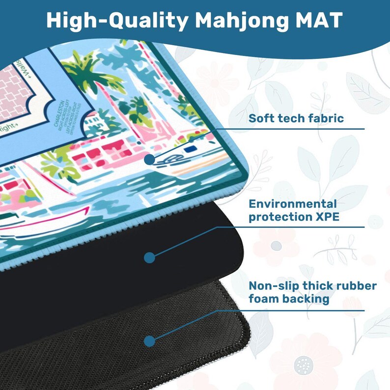 Tapete de Mahjong Tropical Costero con Reglas - Accesorios de Aprendizaje para Principiantes, Regalos de Mahjong para Casa de Playa, SE ENVÍA ENROLLADO imagen 5