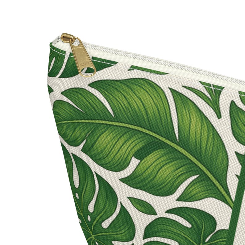 Tropical Palm Mahjong Tile Bag - Personalized Cosmetic Pouch, Monstera Leaf Makeup Bag, Custom Botanical Travel Case, Mah jongg Player Gift image 3