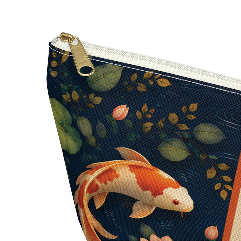 Koi Pond Personalized Mahjong Tile Bag - Custom Monogram Chinoiserie Pouch, Koi Fish & Lotus Floral Game Night Case, Travel Organizer image 3