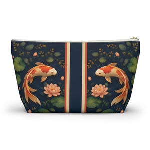 Koi Pond Personalized Mahjong Tile Bag - Custom Monogram Chinoiserie Pouch, Koi Fish & Lotus Floral Game Night Case, Travel Organizer image 7