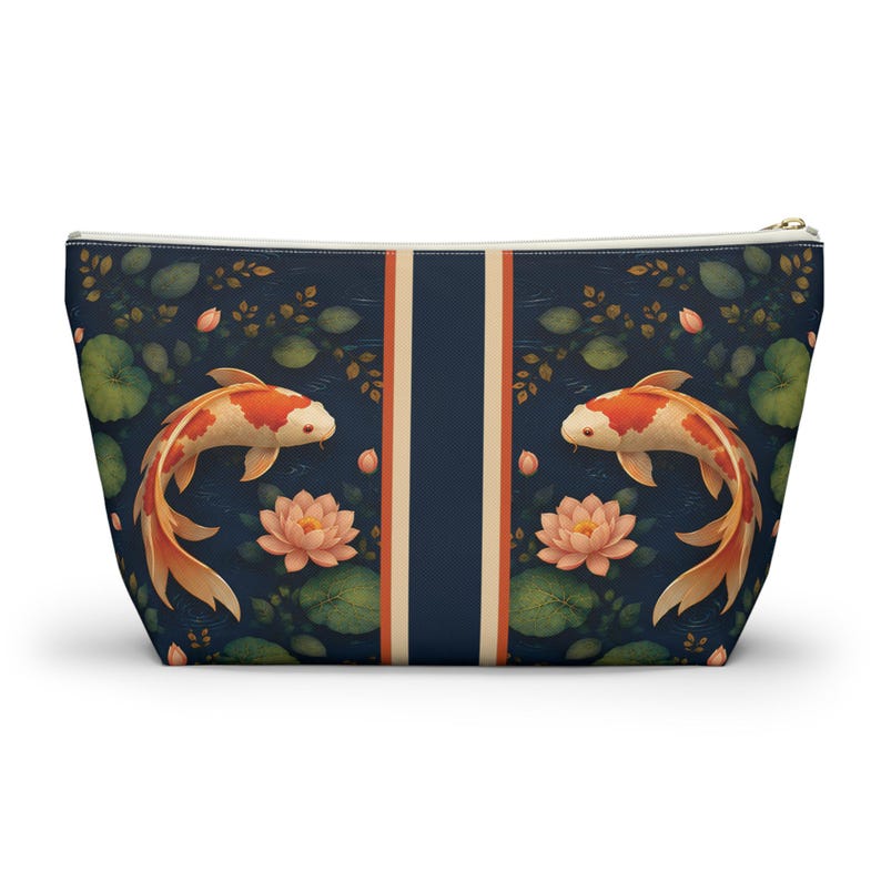 Koi Pond Personalized Mahjong Tile Bag - Custom Monogram Chinoiserie Pouch, Koi Fish & Lotus Floral Game Night Case, Travel Organizer image 7