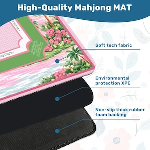 Pink Regatta Coastal Mahjong Mat – Preppy Sailing Accessories, Nautical Hostess Gift, Instructional Rules Mat, SHIPS ROLLED image 5