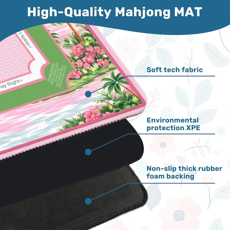 Pink Regatta Coastal Mahjong Mat – Preppy Sailing Accessories, Nautical Hostess Gift, Instructional Rules Mat, SHIPS ROLLED image 5