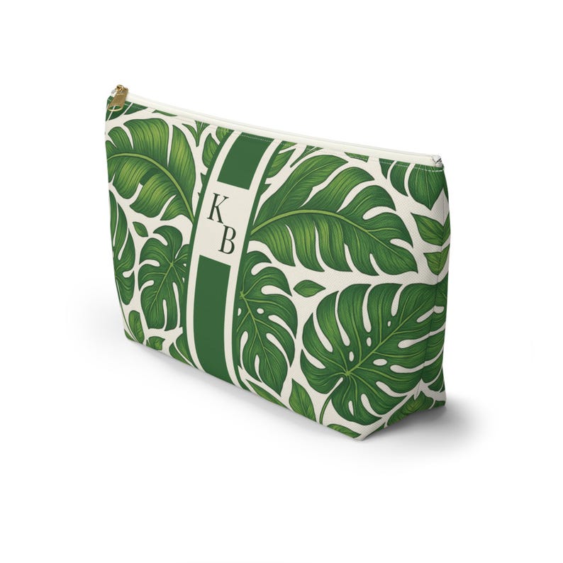 Tropical Palm Mahjong Tile Bag - Personalized Cosmetic Pouch, Monstera Leaf Makeup Bag, Custom Botanical Travel Case, Mah jongg Player Gift image 7