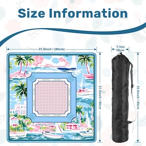 Tapete de Mahjong Tropical Costero con Reglas - Accesorios de Aprendizaje para Principiantes, Regalos de Mahjong para Casa de Playa, SE ENVÍA ENROLLADO imagen 4