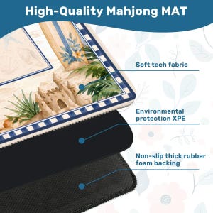 Coastal Beach Mahjong Mat - Nautical Game Table Cover, Seashell Mahj Mat, Mah Jongg Gift for Her, Summer Hostess Gift for Mahjong Players image 3