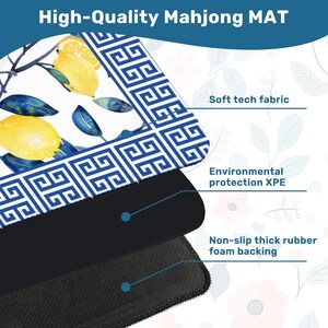 Blue Lemon Chinoiserie Mahjong Mat- Bird & Citrus Mah jongg Table Topper, Mahjong Night Gaming Accessories, Mahj Gift for Her, SHIPS ROLLED image 5