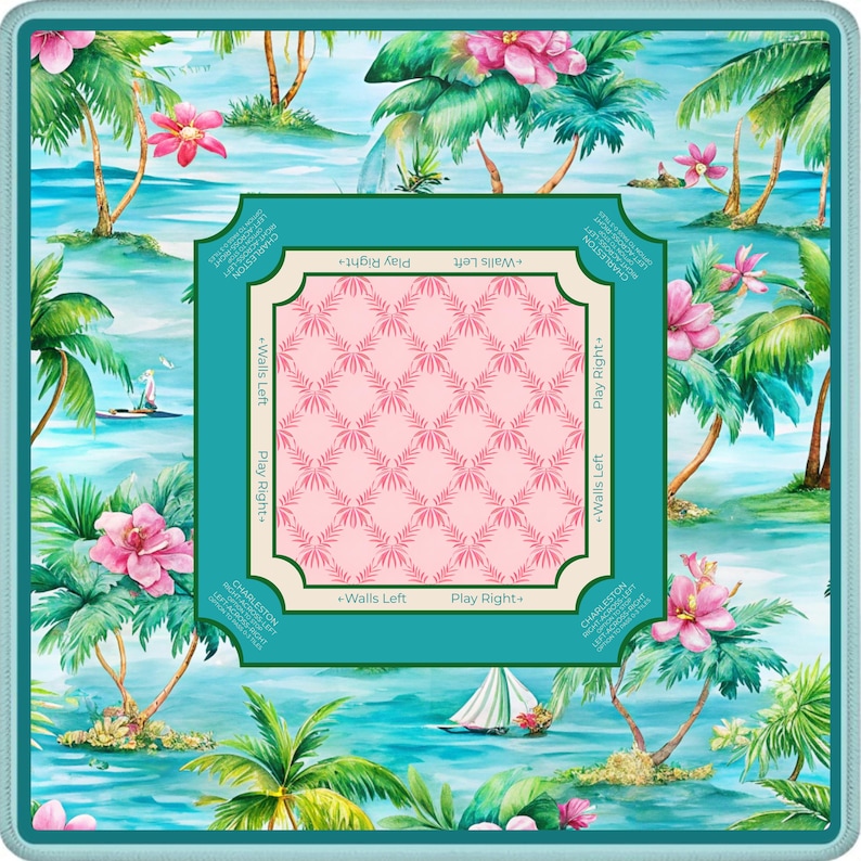 Palm Beach Mahjong Mat with Rules - Tropical Mah jongg Table Topper, Coastal Island Mahj Accessories, SHIPS ROLLED image 6