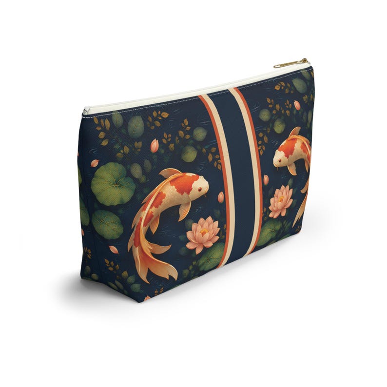 Koi Pond Personalized Mahjong Tile Bag - Custom Monogram Chinoiserie Pouch, Koi Fish & Lotus Floral Game Night Case, Travel Organizer image 10