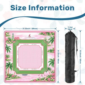 Pink Regatta Coastal Mahjong Mat – Preppy Sailing Accessories, Nautical Hostess Gift, Instructional Rules Mat, SHIPS ROLLED image 4