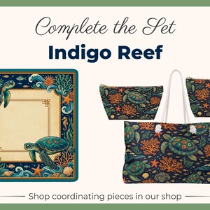 Coastal Sea Turtle Mahjong Mat with Bag – Tropical Botanical Style – 31.5" Noise Reducing Table Topper Protector, Luxury Mahjong Player Gift image 7