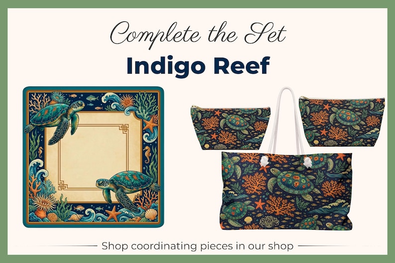 Coastal Sea Turtle Mahjong Mat with Bag – Tropical Botanical Style – 31.5" Noise Reducing Table Topper Protector, Luxury Mahjong Player Gift image 7