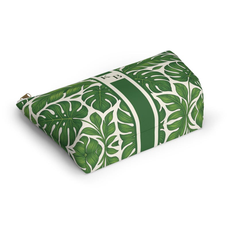 Tropical Palm Mahjong Tile Bag - Personalized Cosmetic Pouch, Monstera Leaf Makeup Bag, Custom Botanical Travel Case, Mah jongg Player Gift image 4