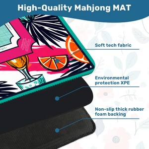 Cocktail Mahjong Mat with Rules - Tropical Citrus Game Table Cover, Mah Jongg Gift for Her, Game Night Hostess Gift for Mahjong Players image 5