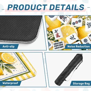Italian Lemon Mahjong Mat - Amalfi Watercolor Citrus Game Table Cover, Mah Jongg Gift for Her, Summer Hostess Gift for Mahjong Players image 7