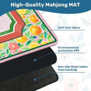 Citrus Mahjong Mat with Bag - Lemon Orange Floral Mah jongg Instructional Table Decor, Mahj Accessories, SHIPS ROLLED image 5