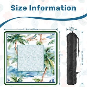 Tropical Palm Beach Mahjong Mat - Coastal Seaside Resort Table Topper, Luxury Blue Game Night Decor, Mah jongg Player Gift for Her image 4